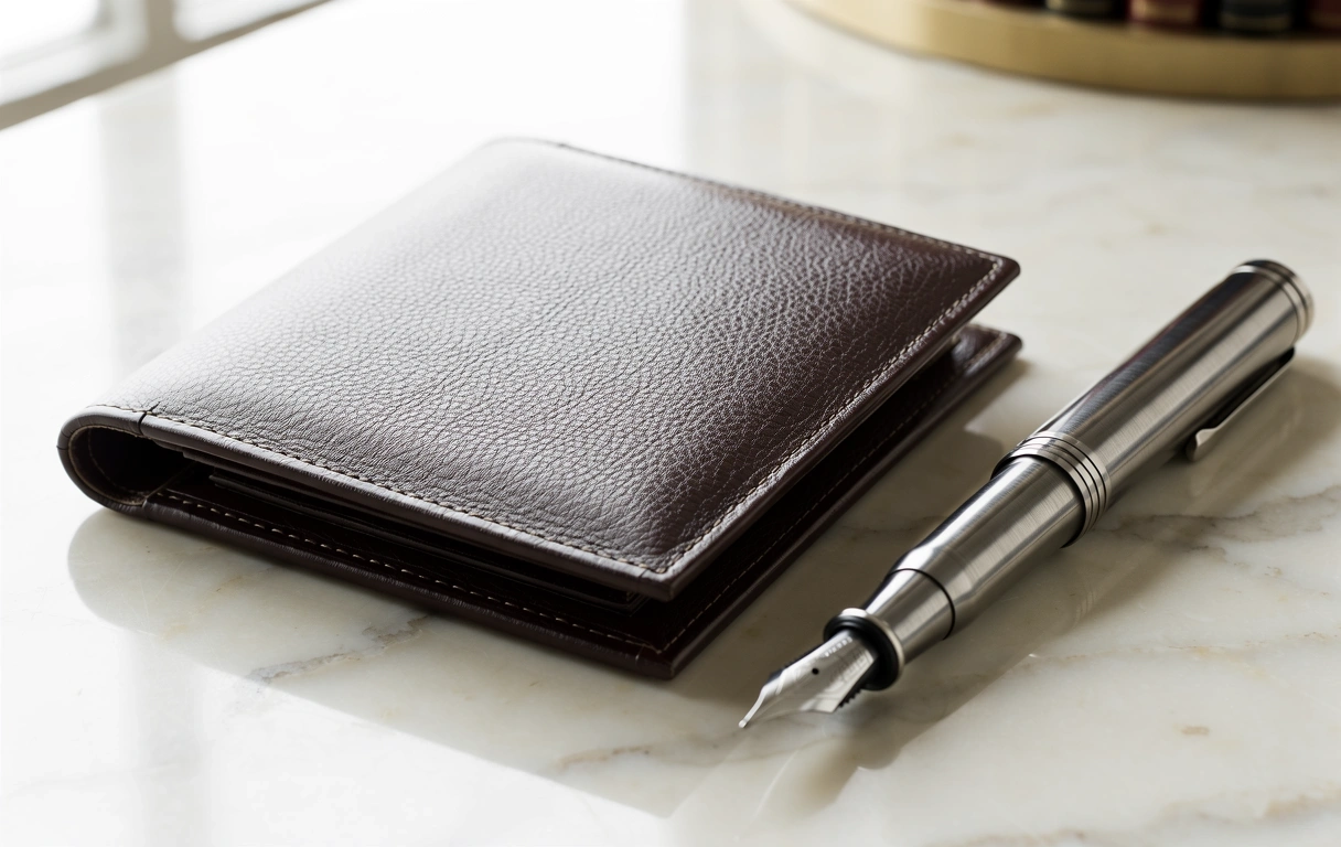 Financial essentials on a marble surface